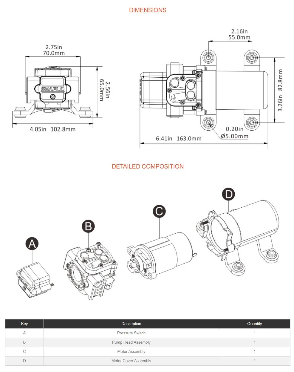 Seaflo New 12V Water Pump RV Hardware Yacht Hardware Parts Boat Accessories Marine Hardware